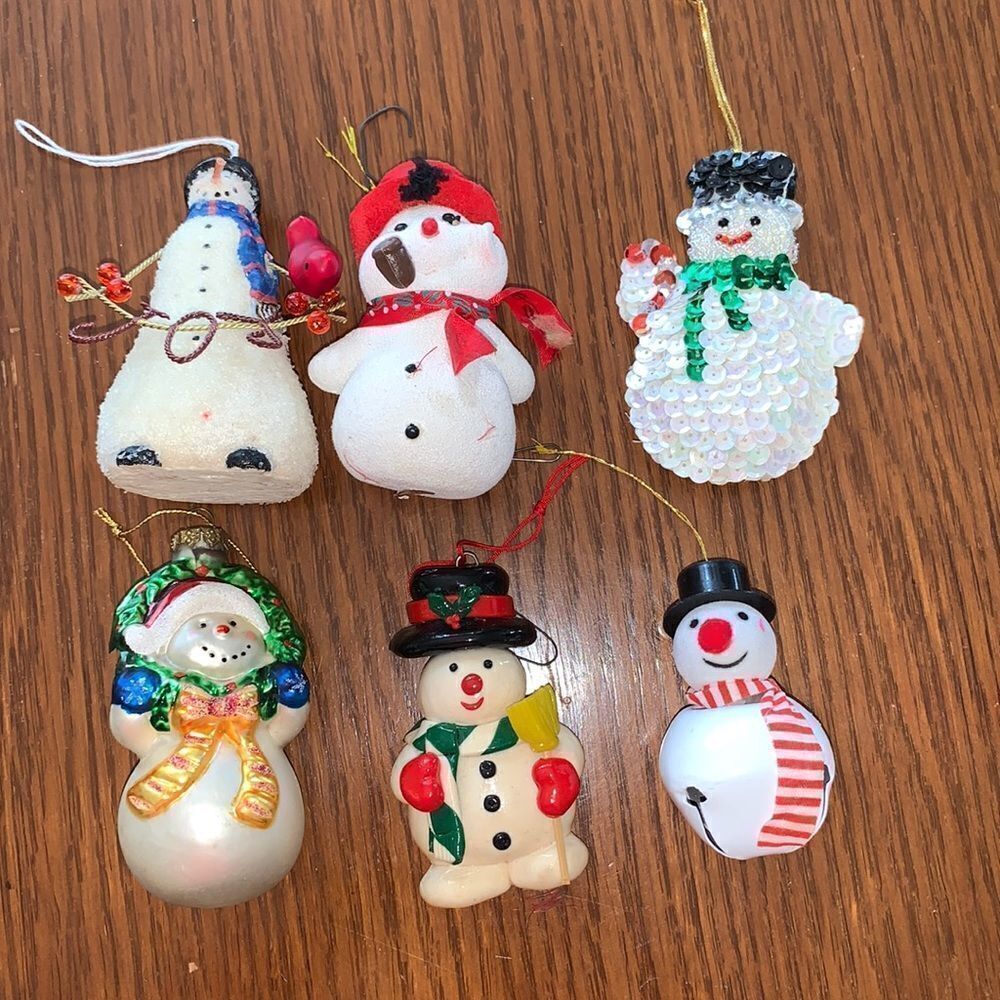 6 snowman Christmas tree ornaments